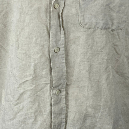 Zara Men's Beige Linen Collared Long Sleeve Chest Pocket Button Down Shirt Top L