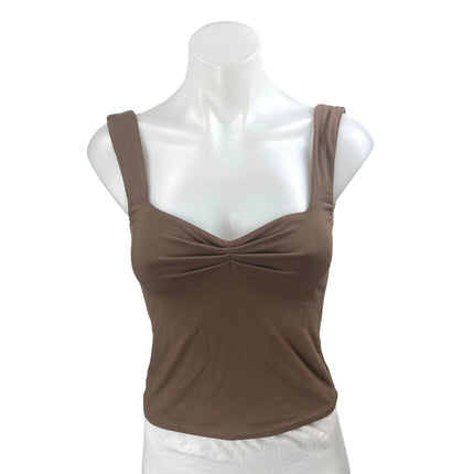 White Fox Women Brown Sleeveless Sweetheart Cinch Cami Camisole Tank Top Size S