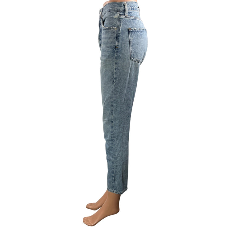 AGOLDE Womens Blue Light Wash High Waisted Cropped Straight Denim Jeans Pants 23