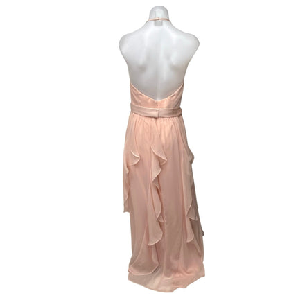 White by Vera Wang Coral Sleeveless Ruffle Halter Bridesmaid Maxi Dress Size 6