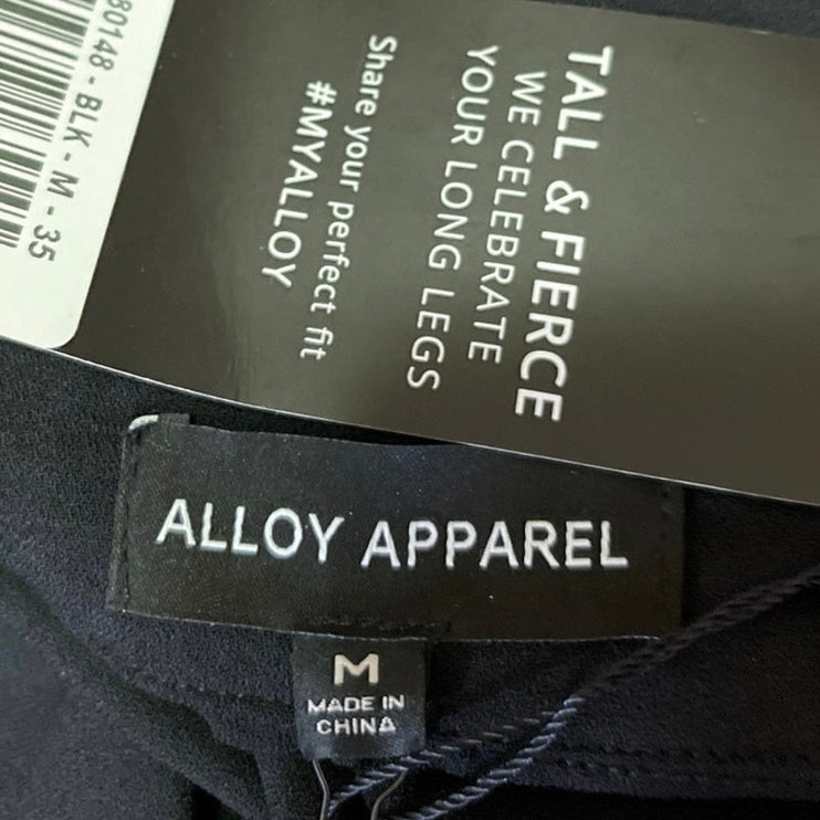 NEW Alloy Apparel Tall Shayna Black Zip Up Collar Pockets Overalls Jumpsuit Sz M
