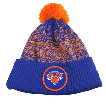 New Era New York Knicks NBA Blue Orange Embroidered Logo Pom Pom Beanie Hat OS