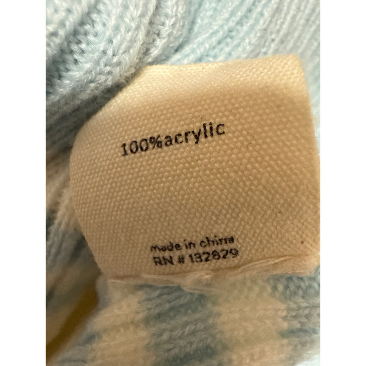 All The Ways Blue Striped Rib Knit Long Sleeve Turtleneck Crop Sweater Top Sz XS