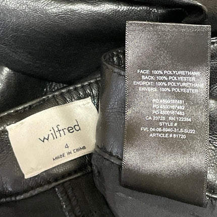 Aritzia Wilfred Women's Black Faux Leather Vegan Straight Trousers Pants Size 4