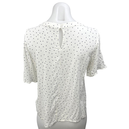 Gap Women's White Polka Dots Pintuck Pleated Short Sleeve Blouse Shirt Top XS