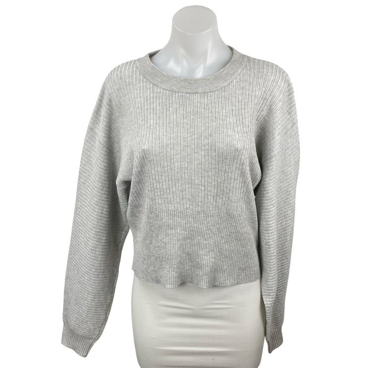 Pink Rose Women's Gray Knit Long Sleeve Crew Neck Sweater Sweatshirt Top Size M