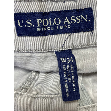 U.S Polo Assn. Men's Gray High Waisted Straight Leg Pockets Cargo Shorts Size 34