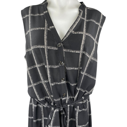 Apt. 9 Women's Black Checkered Sleeveless Tie Waist Wide Leg Crop Jumpsuit XXL