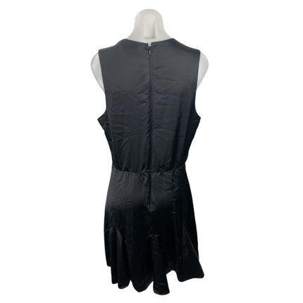 Abercrombie & Fitch Black Silk Satin Plunge Sleeveless Fit & Flare Mini Dress L