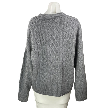 Favorite Daughter Women's Gray Wool Long Sleeve Cable Knit Crew Sweater Size S