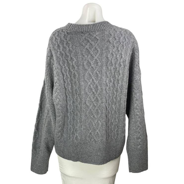 Favorite Daughter Women's Gray Wool Long Sleeve Cable Knit Crew Sweater Size S