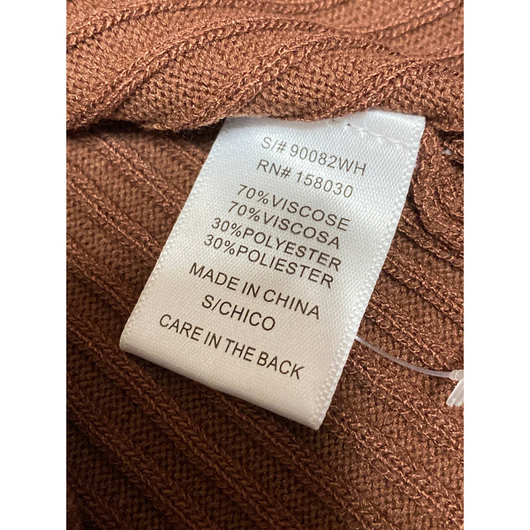 Love Tree Brown Ribbed Long Sleeve Collared Mini Bodycon Polo Sweater Dress Sz S