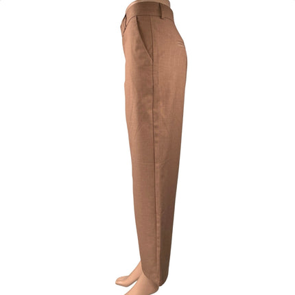 Commense Women's Brown High Waist Straight Wide Leg Trousers Dress Pants Size M