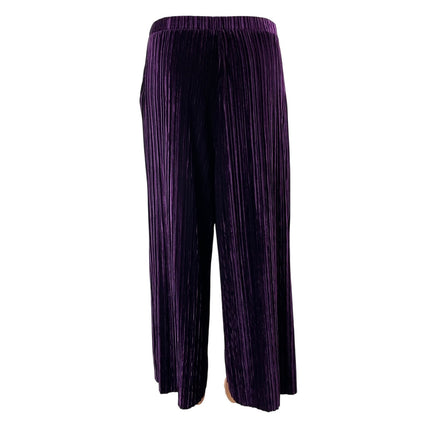 Zara Women's Purple Velvet Velour High Rise Wide Leg Trousers Pants Size S