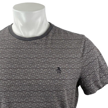 Penguin Men's Gray Geometric Logo Short Sleeve Crewneck T Shirt Tee Top Size M