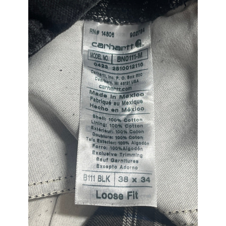 Carhartt Vintage Men's Faded Black High Rise Straight Wide Leg Denim Jeans 38x34