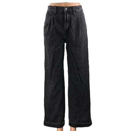 Madewell Baggy Straight Women's Black High Rise Pleated Denim Jeans Size 25