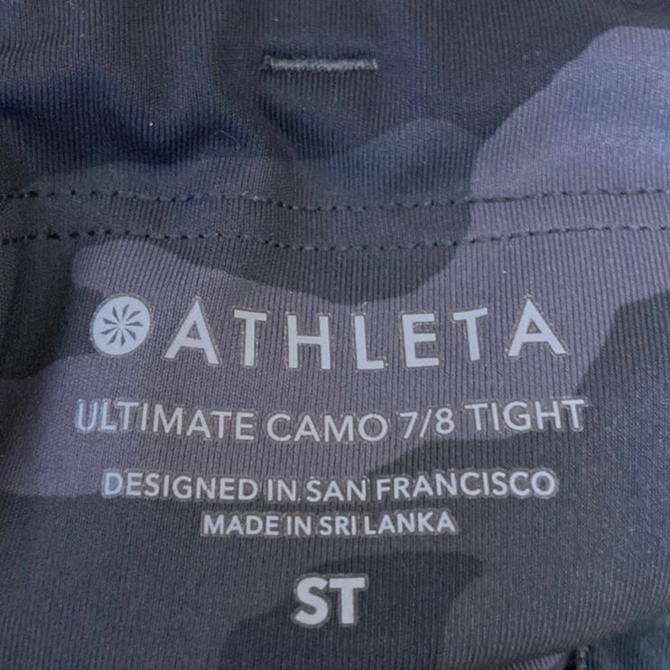 Athleta Ultimare Camo 7/8 Green Camouflage Activewear Tight Leggings Pants Sz S