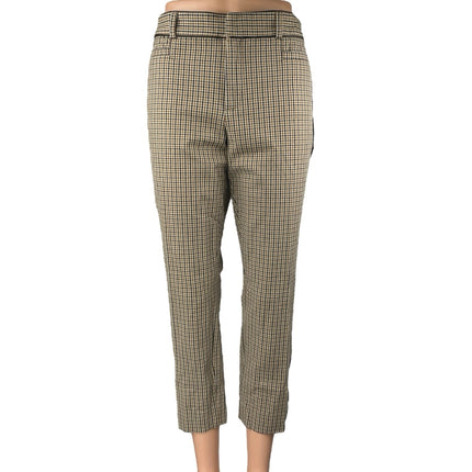 Banana Republic Sloan Women's Tan Plaid High Rise Tapered Trousers Pants Size 6
