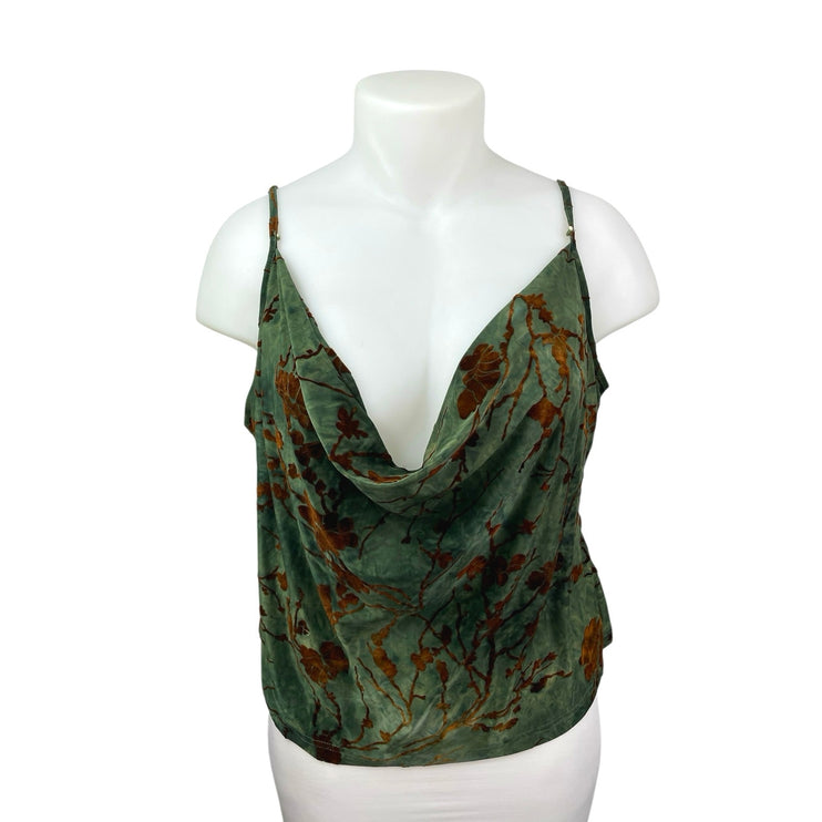 Cider Women's Green Tie Dye Floral Cowl Neck Sleeveless Cami Camisole Tank 4XL