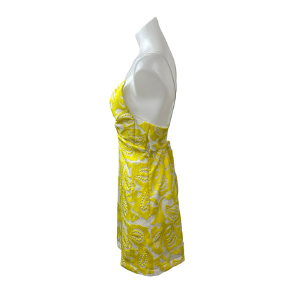 Anthropologie Maeve Yellow Paisley Lace Embroidered Cami Mini Sheath Dress Sz 0