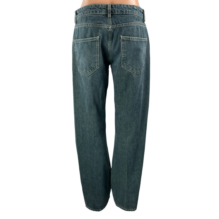 Zara Women's Gray Blue Mid Rise Relaxed Fit Straight Leg Denim Jeans Pants Sz 4