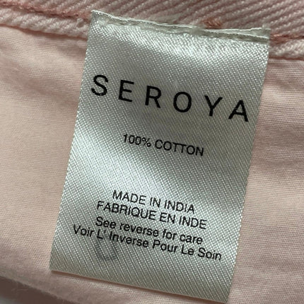 NEW Seroya Women's Pink High Rise Drawstring Relaxed Wide Denim Jeans Pants 28