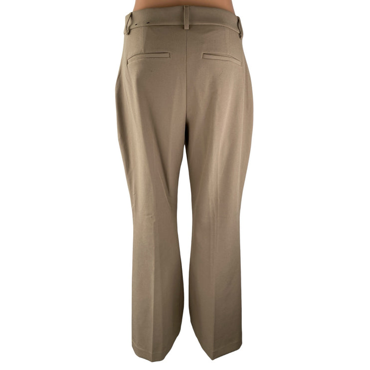 Express Editor Women's Tan Beige Khaki High Rise Flare Trousers Pants Size S