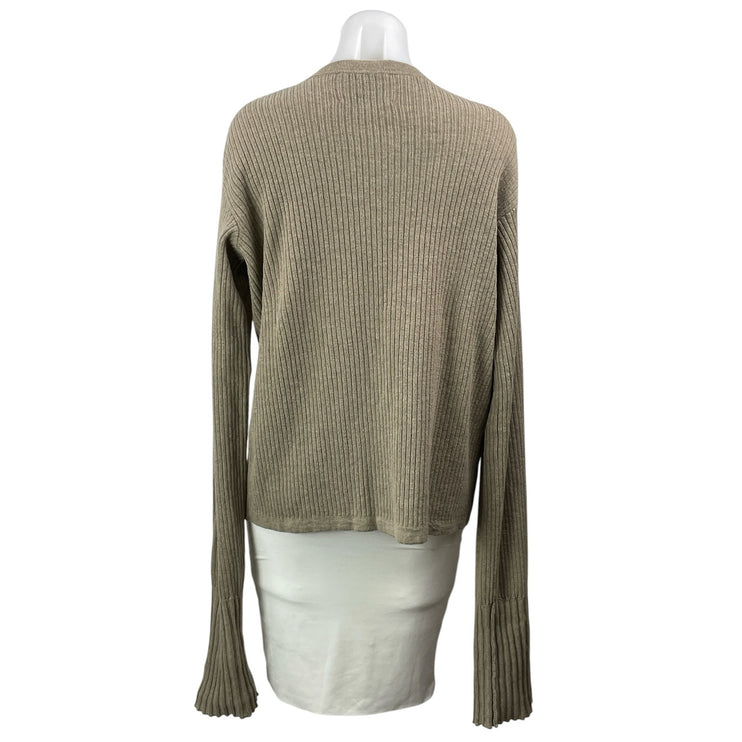 TOVE Gray Brown Wool Cashmere Long Sleeves Open Front Cardigan Sweater Top Sz S