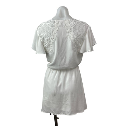 BB Dakota First Impressions White Floral Lace Flutter Sleeve A Line Mini Dress S