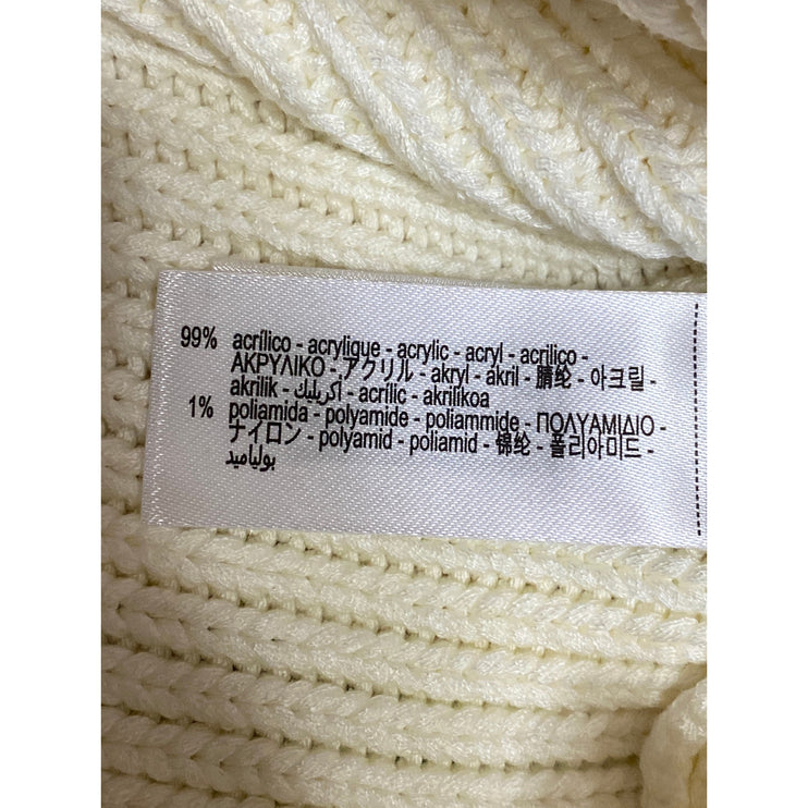 Zara Cream White Rib Knit Collar Short Sleeve Button Up Polo Sweater Top Size M