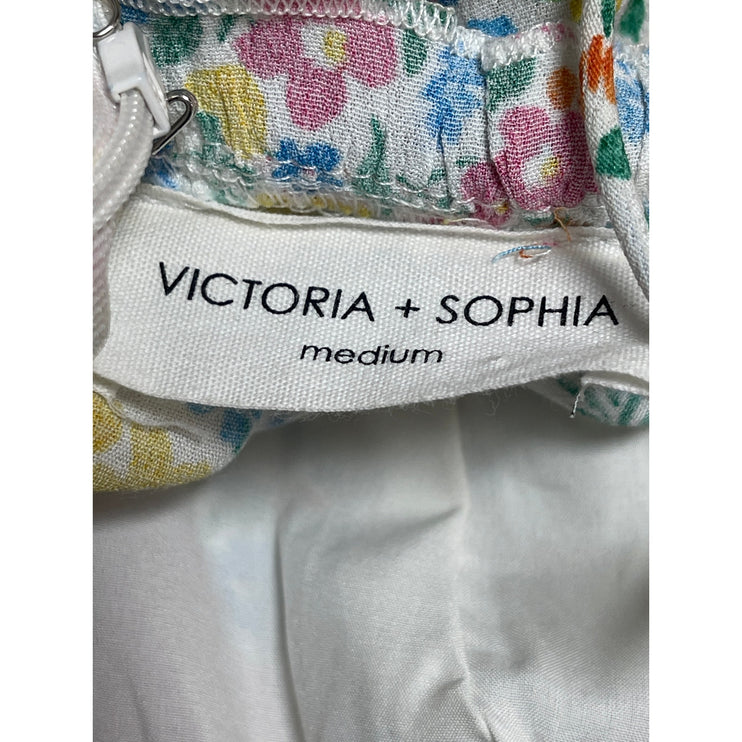 Victoria + Sophia Multicolor Floral Sleeveless Cami Sweetheart Romper Shorts M