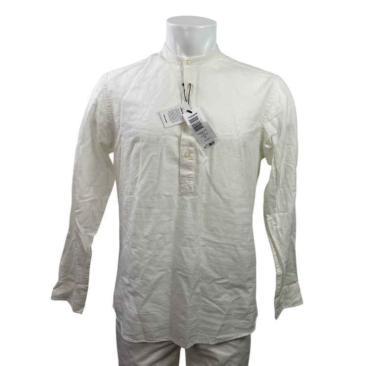 NEW Jack & Jones Breeze Men's White Half Button Henley Long Sleeve Shirt Size L