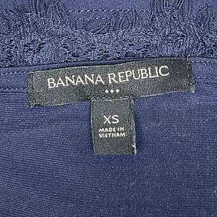 Banana Republic Navy Blue V Neck Short Sleeve Lace Trim T-Shirt Top Size XS