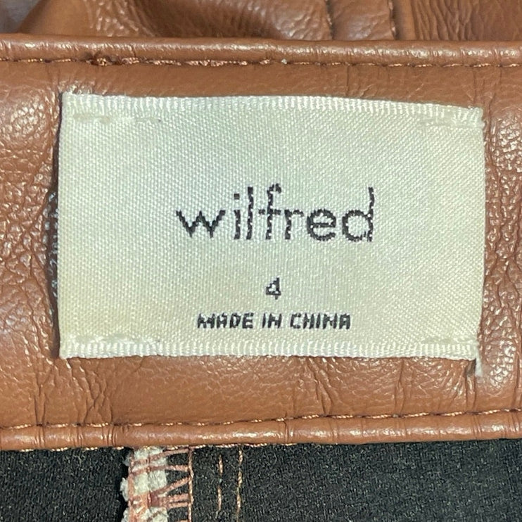Aritzia Wilfred The Melina Womens Brown Faux Leather Vegan Trousers Pants Size 4