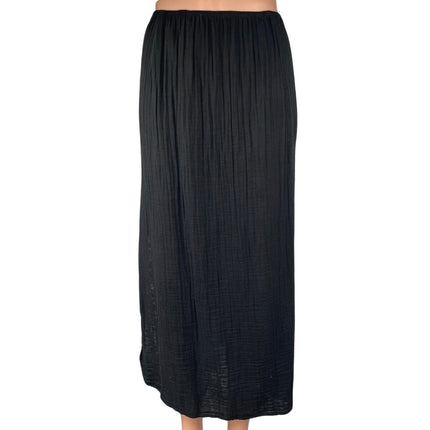 Stark Women's Black Pleated Stretch High Waisted Pull On Midi Skirt Size L