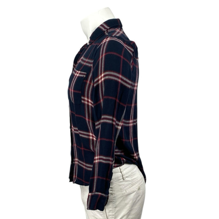 Abercrombie & Fitch Men's Blue Plaid Long Sleeve Button Down Shirt Top Size M