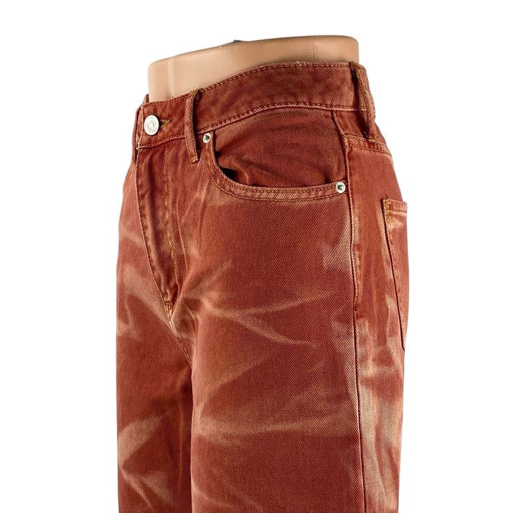 Urban Outfitters Brown Waxed High Waisted Wide Leg Baggy Denim Jeans Size 26