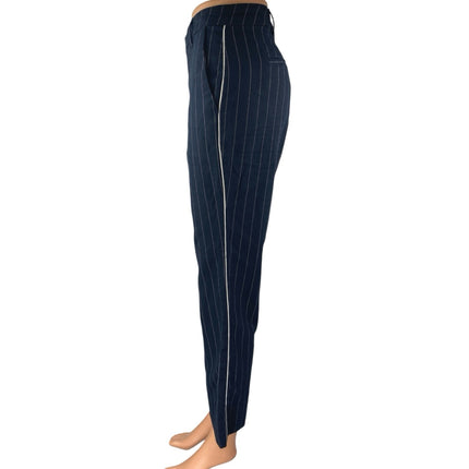 Abercrombie & Fitch Blue Sriped Mid Rise Flared Bootcut Trousers Dress Pants S