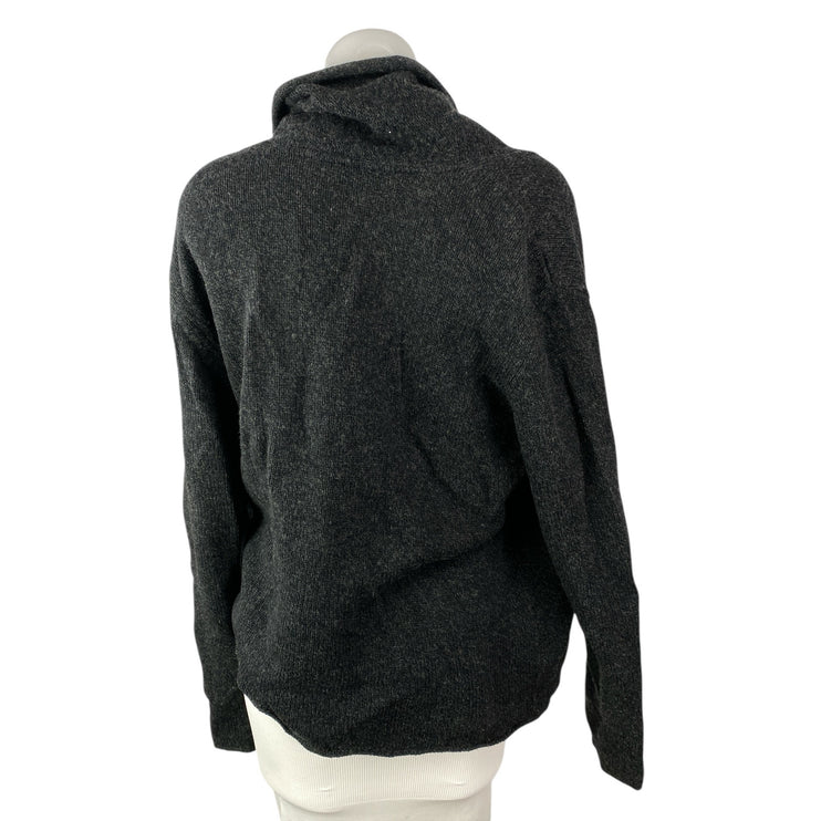 Oska Gray Lambwool Cashmere Shawl Collar Long Sleeve Wrap Cardigan Sweater Top M