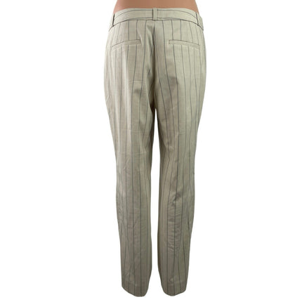 Banana Republic Beige Striped High Waisted Straight Leg Trousers Dress Pants 6
