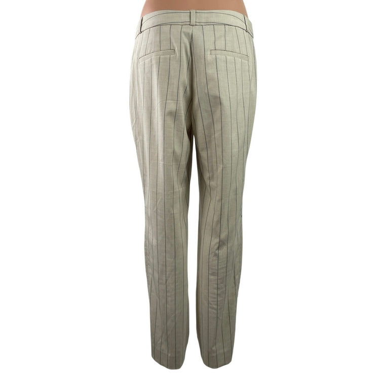 Banana Republic Beige Striped High Waisted Straight Leg Trousers Dress Pants 6