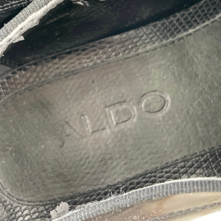 Aldo Men's Black Patent Leather Flat Heel Lace Up Derby Dress Shoes Size 10.5