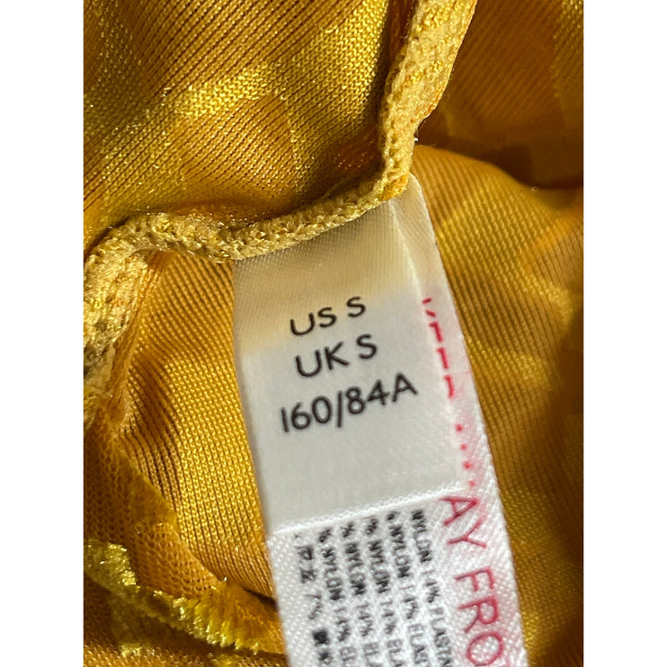 Urban Outfitters Out From Under Yellow Gold Velvet Jacquard Bodysuit Top Size S