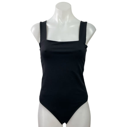 Abercrombie & Fitch Black Sleeveless Square Neck Thong Tank Bodysuit Top Size S