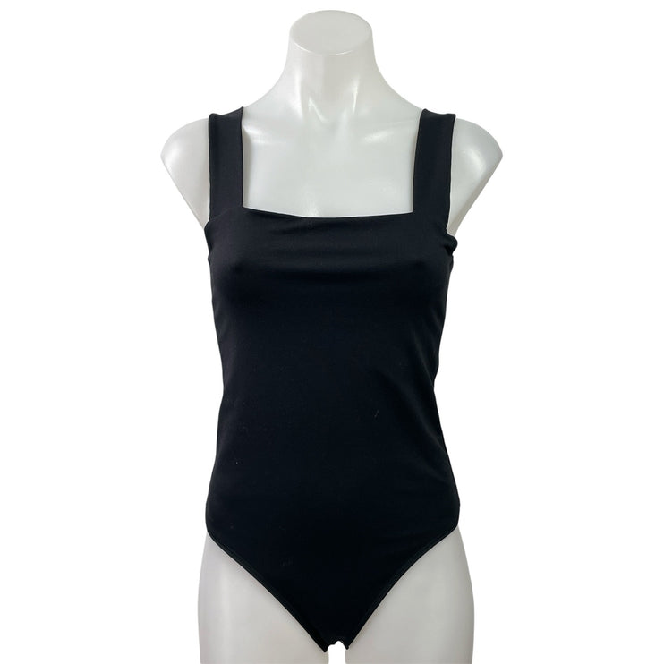 Abercrombie & Fitch Black Sleeveless Square Neck Thong Tank Bodysuit Top Size S
