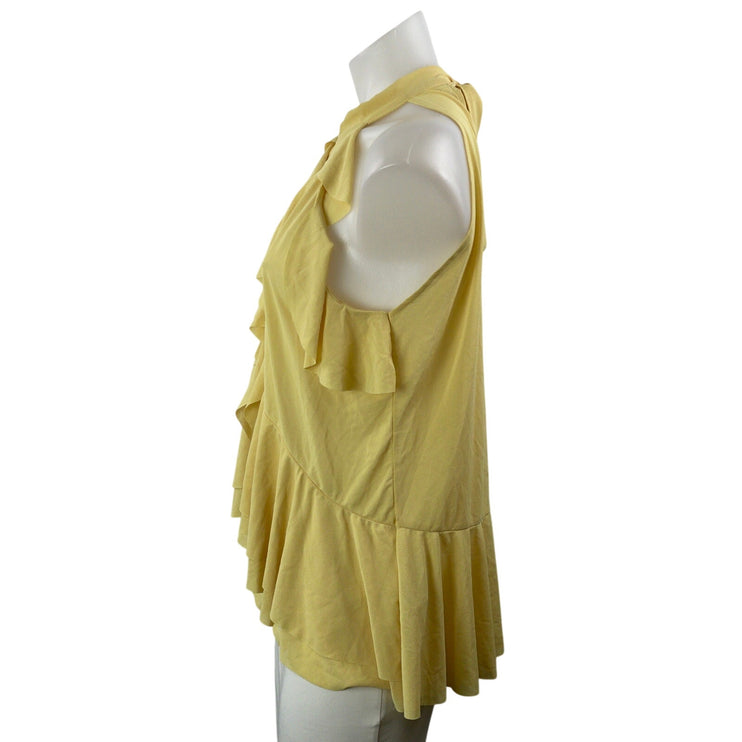 Zara Women's Butter Yellow Halter Ruffle Sleeveless Tiered Peplum Blouse Top M