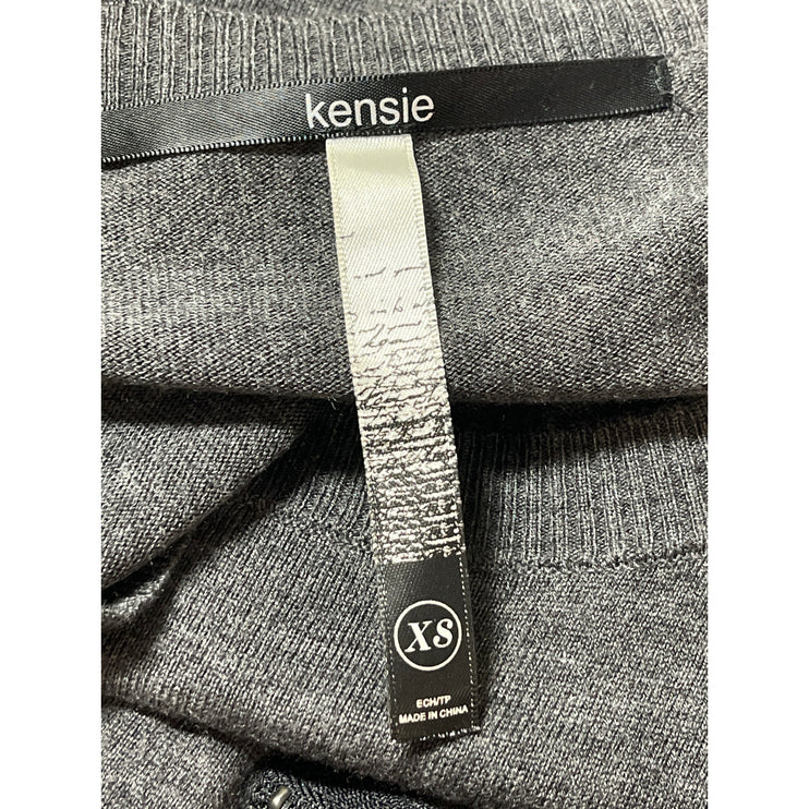 Kensie Dark Gray Long Sleeve Scoop Neck Knit Pocket Mini Sweater Dress Size XS
