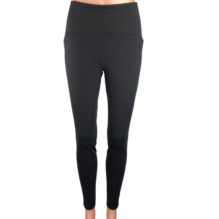 Lululemon Black Wide Waistband High Rise Stretch Yoga Pull On Leggings Size M