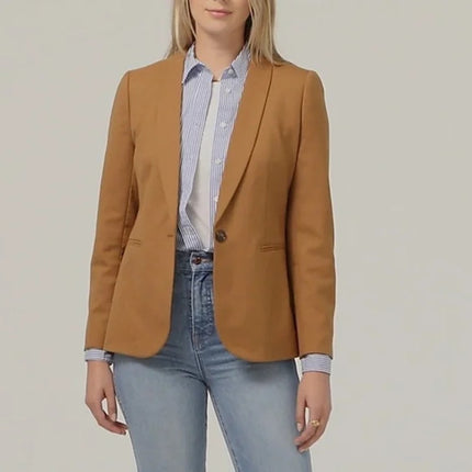 J.Crew Parke Women's Tan Wool Long Sleeve Shawl Collar Blazer Coat Jacket Size 0